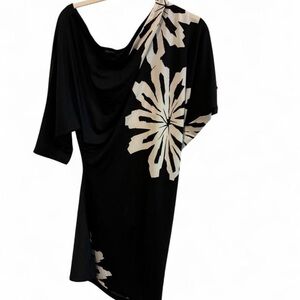 Authentic Dolce & Gabbana B&W Floral Graphic Mini Dress